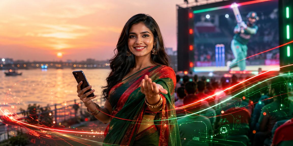 রংপুরে ক্রিকেট বেটিং দৃশ্য, লাল সবুজ পতাকার পটভূমি